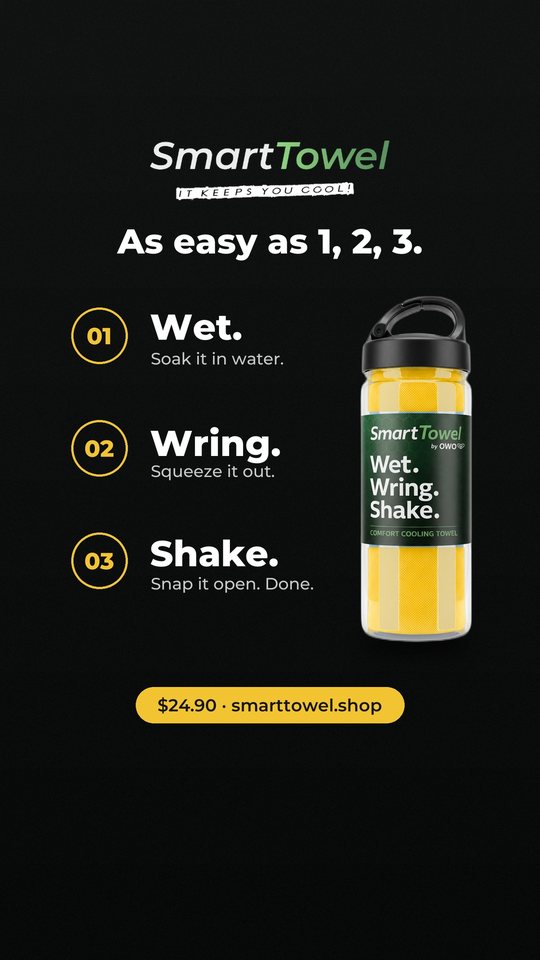 Smart Towel ad 06: Wet. Wring. Shake. That's it.