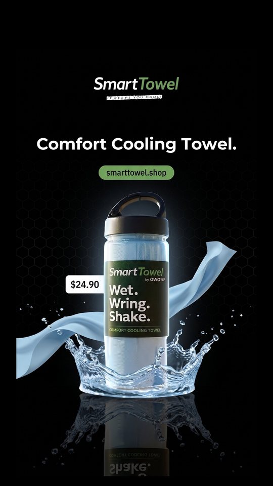 Smart Towel ad 21: The comfort cooling towel that lives in a bottle.