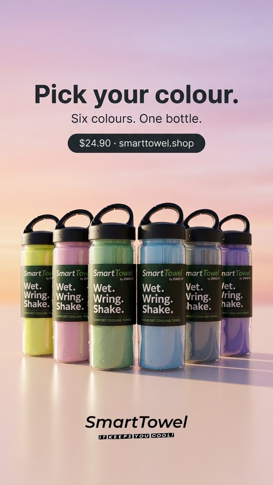 Smart Towel ad 22: Pick your colour. Six to choose from.