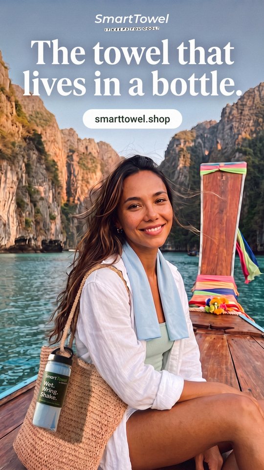 Smart Towel ad 23: The towel that lives in a bottle came island hopping.